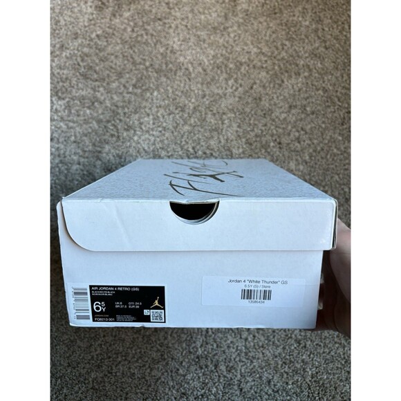 Nike Air Jordan 4 Retro White Thunder BOX ONLY REPLACEMENT BOX Size 6.5 Youth - Picture 2 of 6